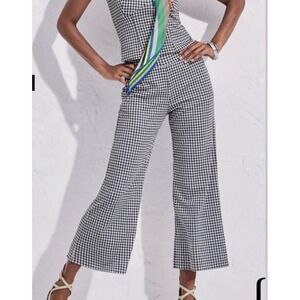 Cabi Bombshell Wide Leg Gingham Cropped Stretch Pull On Pants 6047 Medium